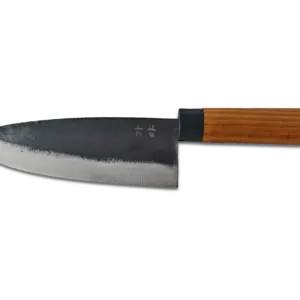 Handgeschmiedetes koreanisches Allzweckmesser MYEONG mit 180mm Klinge und dunkler Schmiedeoberflaeche